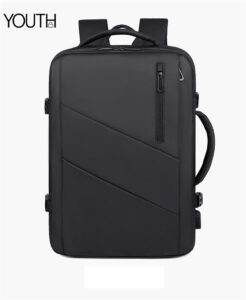 A black bussiness backpack travel backpack front side photo