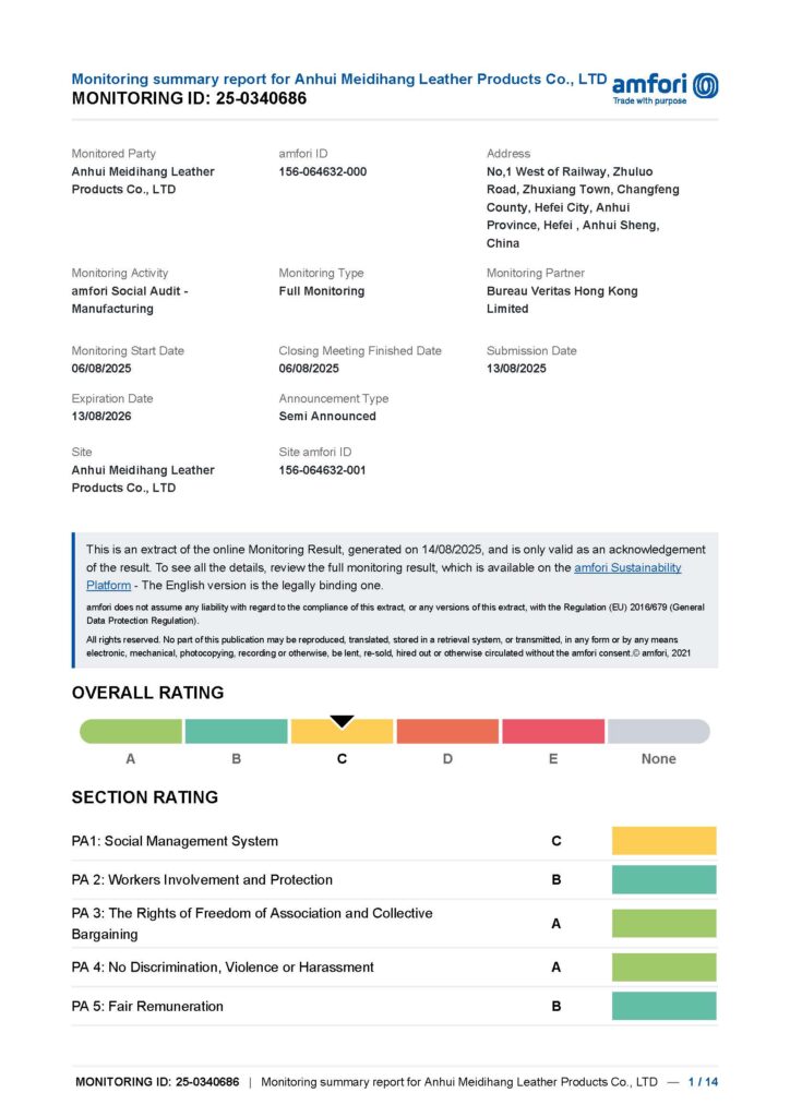 This is a photo for our backpack factory BSCI Certificate