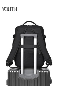 This is a functional photo for this black bussiness laptop backpack yt0004-5
