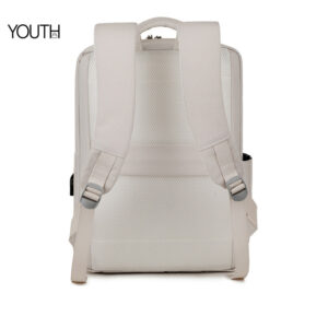 This is the back view photo for style# yt0017, a beige backpack