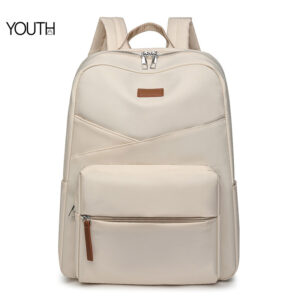 This is the main photo for style#yt0021 ,a small beige backpack