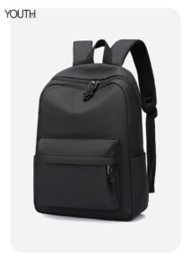 A front view photo for the black nylon travel backpack style#yt0022