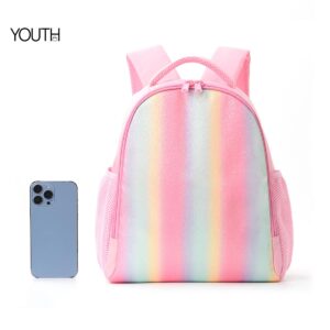 This is a comparing view photo with Iphone for a pink backpack for school kids yt0029