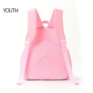 This is a back view photo for a pink backpack for school kids yt0029