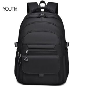 This is a front view photo for a black school backpack for teenage girl yt0030