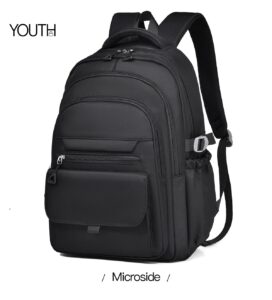 This is a microside view photo for a black school backpack for teenage girl yt0030