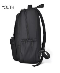 This is a side view photo for a black backpack for school yt0032