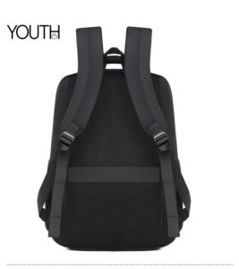This is a back view photo for a black color laptop backpack style# yt0035
