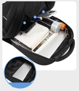 This is a open view photo for a black color laptop backpack style# yt0035