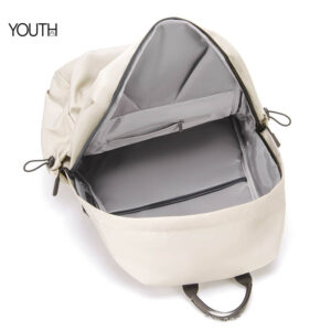 A open view photo for a beige women's laptop backpack,style#yt0036