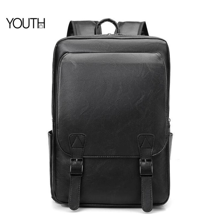 This is the main photo of a black leather backpack style#yt0039