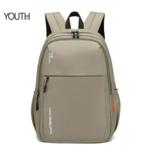 This is a positive photo for a beige unisex laptop backpack style#yt0040