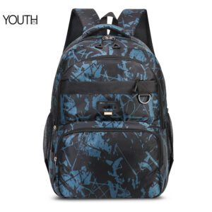 This is a positive view photo for a navy zipper laptop backpack style#yt0041