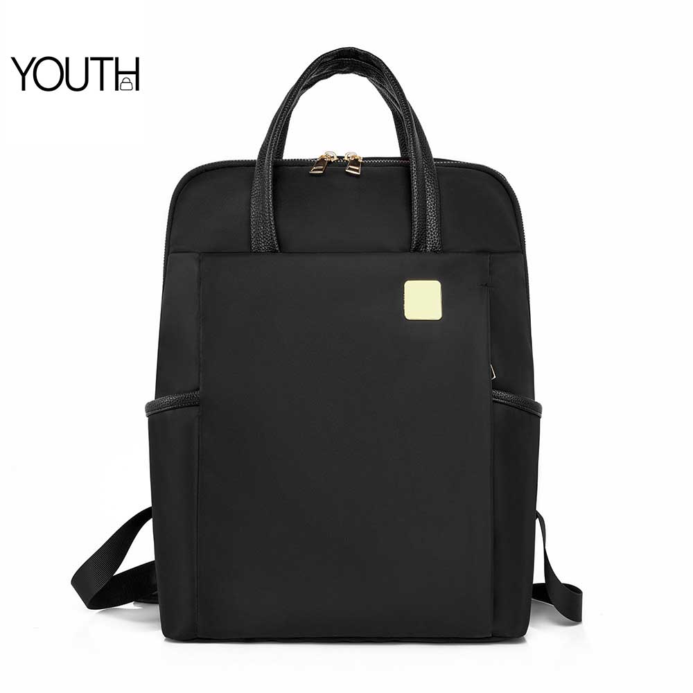 This is a main photo for a black stylish laptop backpack for ladies yt0043