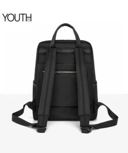 This is a back photo for a black stylish laptop backpack for ladies yt0043