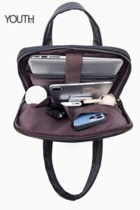 This is a open photo for a black stylish laptop backpack for ladies yt0043