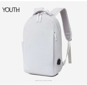 This is a microside photo of a white laptop backpak for travel style#yt0045