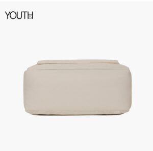 This is the bottom view photo for a beige best women laptop backpack front slip pocket style#yt0046