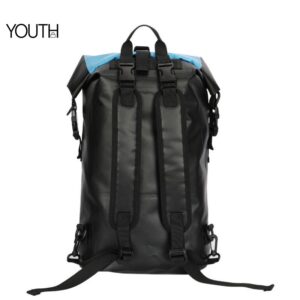 This is a back view photo for a navy waterproof backpack style#yt0047
