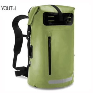 This is a front view photo fora green waterproof backpack for travel style#yt0048