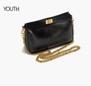 This is a microside view photo for a black crossbody bag style#yt0074