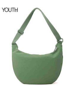 This is a back view photo for a green nylon crossbody bags style#yt0076