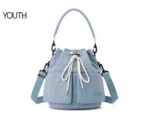 This is a front view photo for a blue lady crossbody bag style#yt0079
