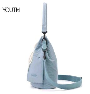 This is a side view photo for a blue lady crossbody bag style#yt0079