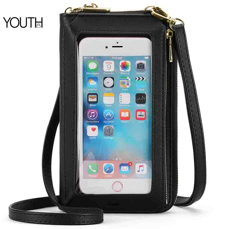 This is a main photo for a black phone bag for women style#yt0087