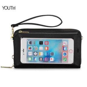 This is a vertical photo for a black phone bag for women style#yt0087
