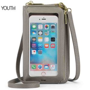 This is a positive view photo for a grey phone bag for women style#yt0087