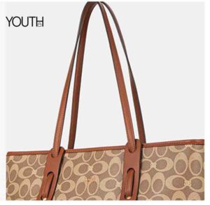 This is a detailed view photo for a brown tote bags handle for women style# yt0093