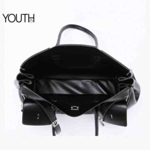 This is a open view photo for a black large tote bag for women style #yt0095