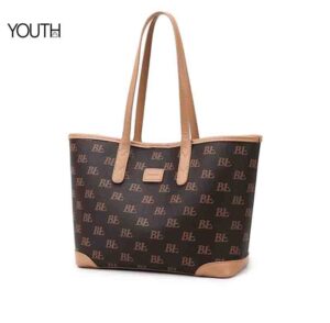 This is a microside view photo for a dark brown women's tote bag for work style#yt0096