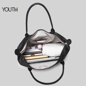 This is a top view for a black women tote bag style#yt0097