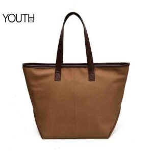 This is a positive photo for a brown canvas tote bag style#yt0099