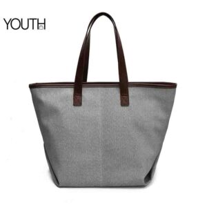 This is a positive photo for a light gray canvas tote bag style#yt0099