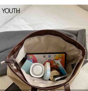 this is a open view photo for a light gray canvas tote bag style#yt0099