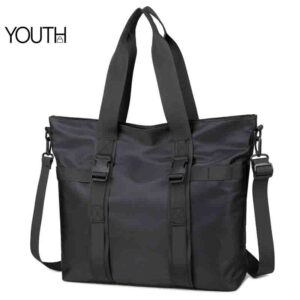 This is aangle side photo for a black shopper bag style#yt0102