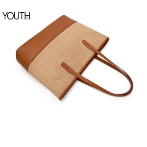 This is a top view photo for a large straw bag style#yt0111