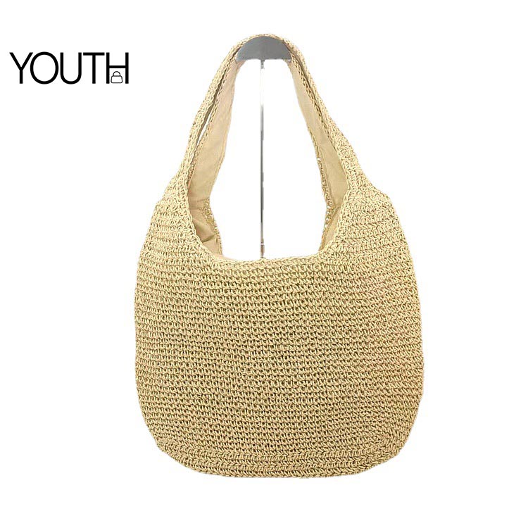 This is a main photo for a beige crossbody straw bag style#yt0113