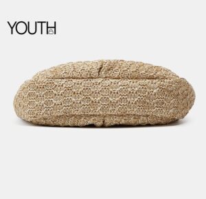 This is a bottom view photo for a brown shoulder bags straw bag style# yt0114