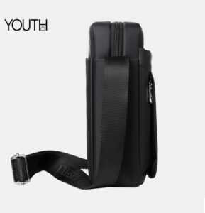 This is a side view photo for a black crossbody bag style# yt0120
