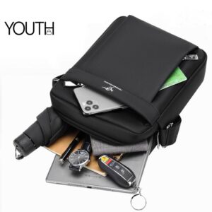 This is a top view photo for a black crossbody bag style# yt0120