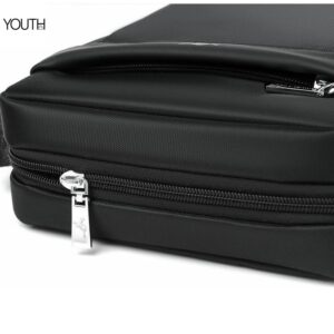 This is a detail view photo for a black crossbody bag style# yt0120