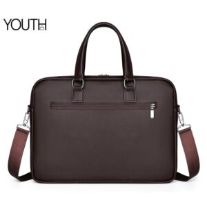 This is a back view photo for a brown crossbody portfolio bag style# yt0126