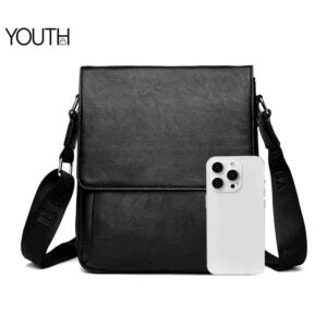 This is a comparing with iphone view photo for a crossbody portfolio bag style#yt0128