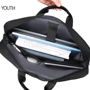 This is a open view photo for a black small briefcase style#yt0133