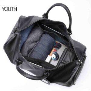 This is a open view photo for leather travel duffel bags style#yt0160