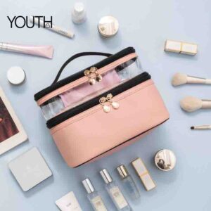 This is a top view photo for a travel bag for makeup and toiletries style# yt0187